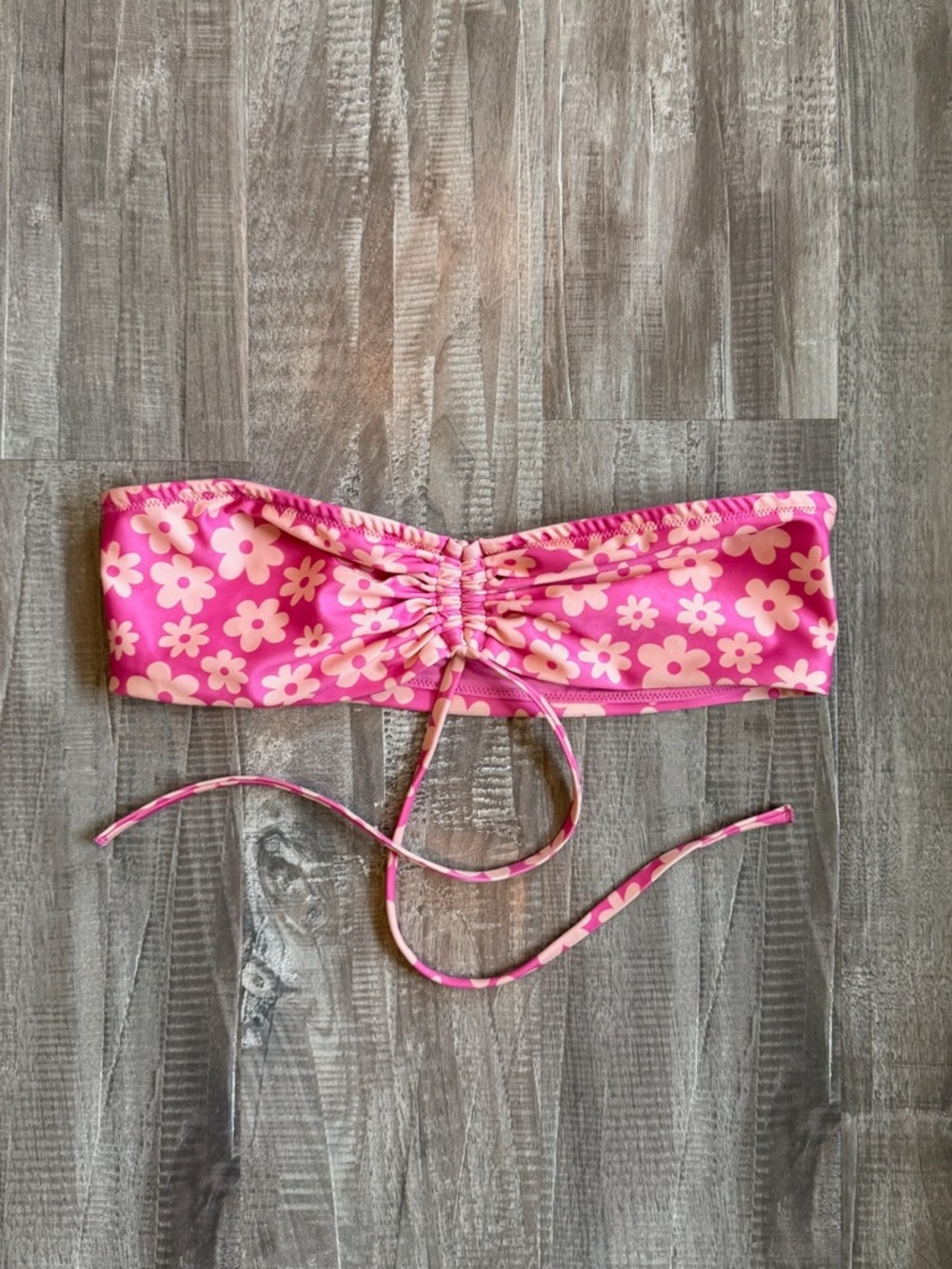 H&M Pink Floral Strapless Bandeau Top